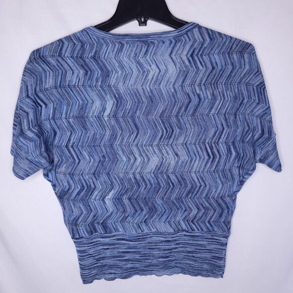 White House Black Market Sweater Small Blue Knit Chevron Dolman - Picture 5 of 11